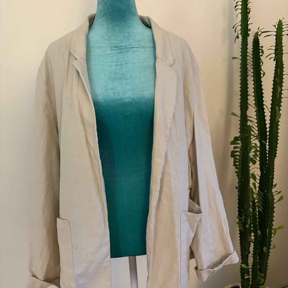 Old Navy Linen Blend Blazer XL Beige - Coastal Grandmother Minimalist capsule